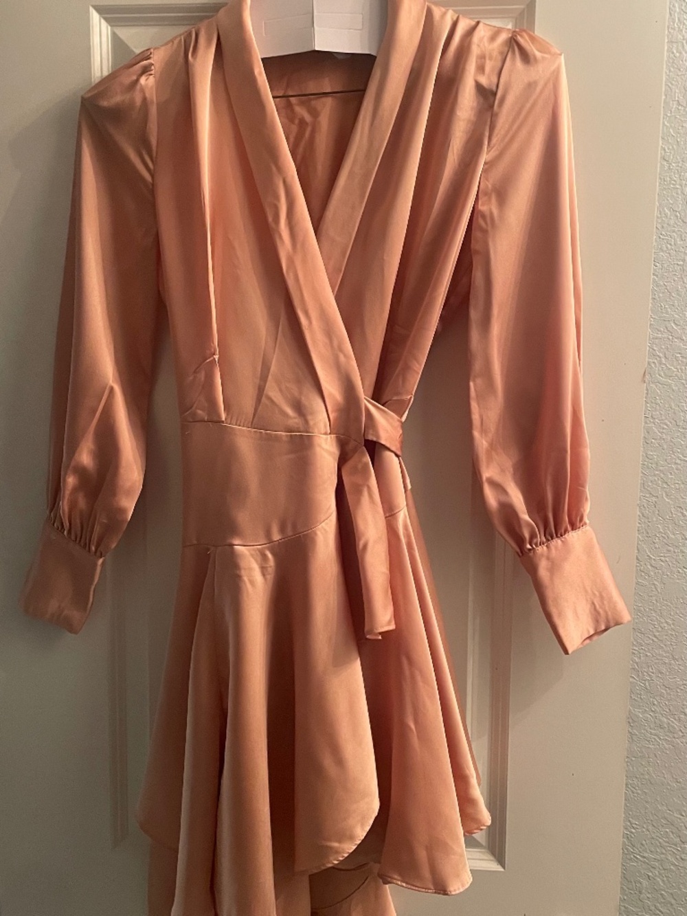 Peach wrap mini dress